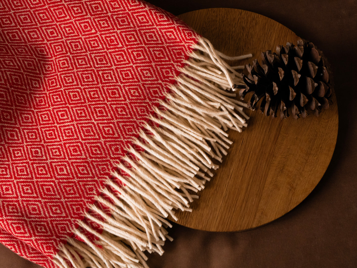 Wolldecke Diamant, rot