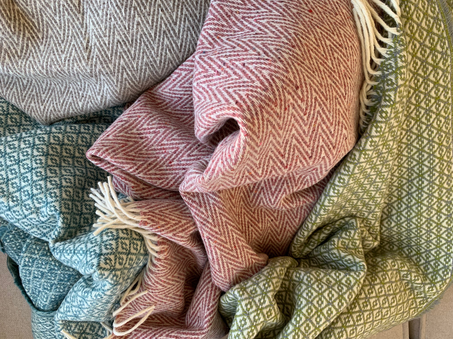 Wolldecke Zic Zac, beige